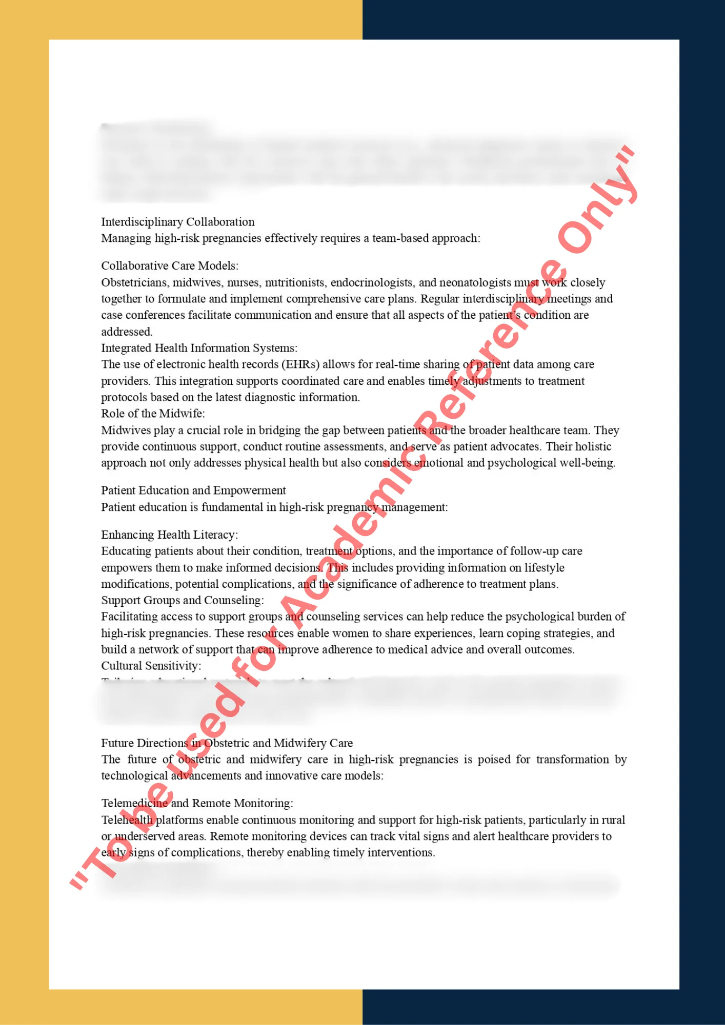 Assignment Sample Of Subject OBG 304 – Obstetrics and Midwifery 2